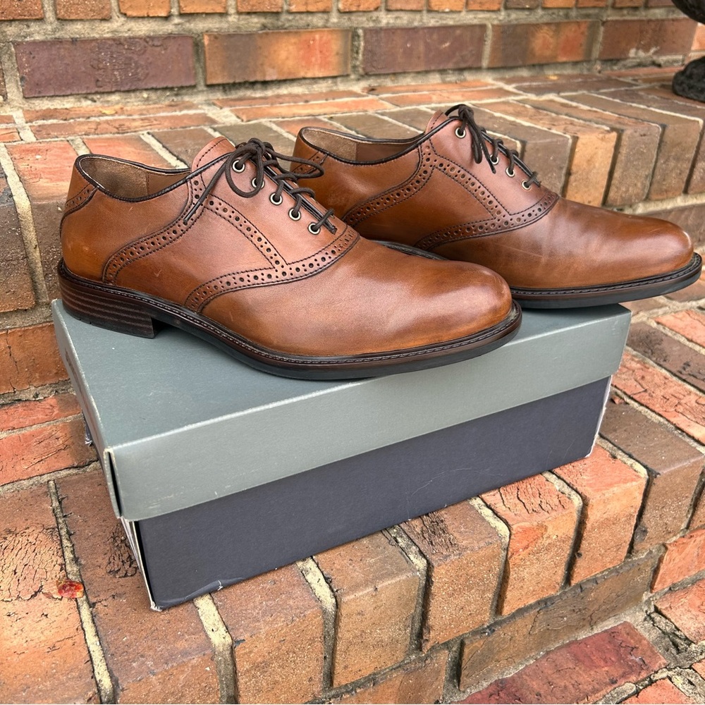 JOHNSTON & MURRAY Mens size 10.5 Leather Oxfords LIKE NEW REG. $250 with Box